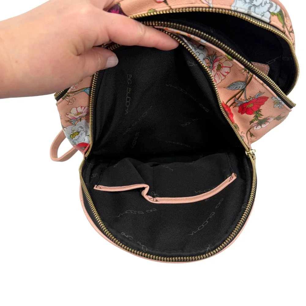 Big Buddha Floral Mini Backpack Pink Faux Leather Gold Hardware‎ Small Bag
